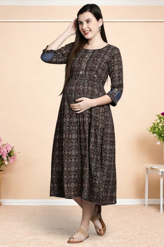 Rayon Printed Maternity Kurta – Designed for Pregnancy & Nursing