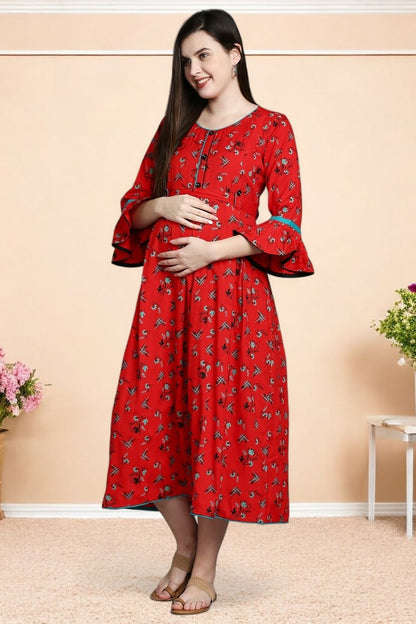 Rayon Printed Maternity Kurta – Designed for Pregnancy & Nursing