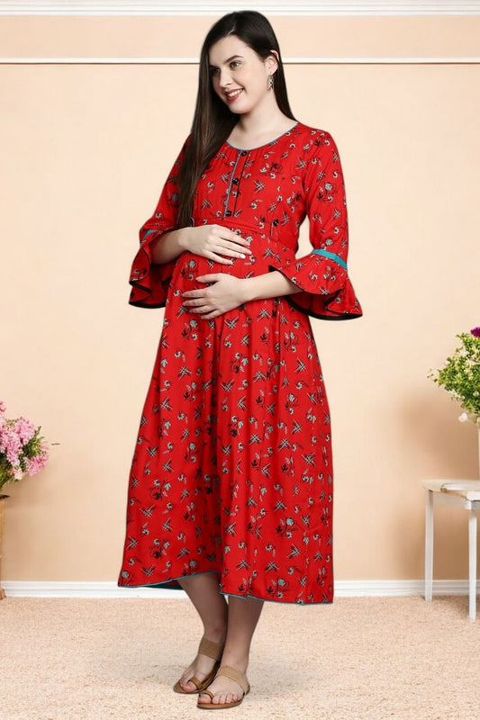 Rayon Printed Maternity Kurta – Designed for Pregnancy & Nursing