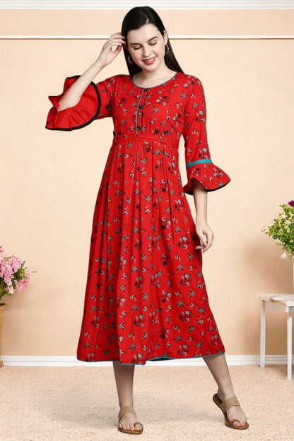 Rayon Printed Maternity Kurta – Designed for Pregnancy & Nursing