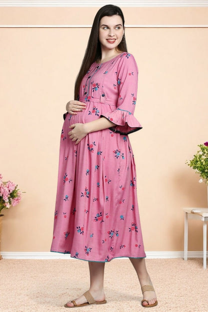 Rayon Printed Maternity Kurta – Designed for Pregnancy & Nursing