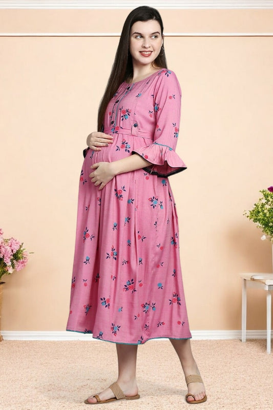 Rayon Printed Maternity Kurta – Designed for Pregnancy & Nursing