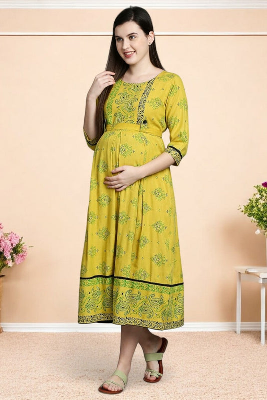 Rayon Printed Maternity Kurta – Designed for Pregnancy & Nursing