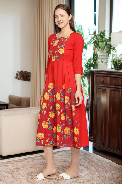 Rayon Maternity Flare Kurta For Pre & Post Pregnancy