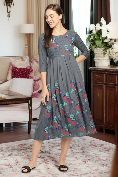 Rayon Maternity Flare Kurta For Pre & Post Pregnancy