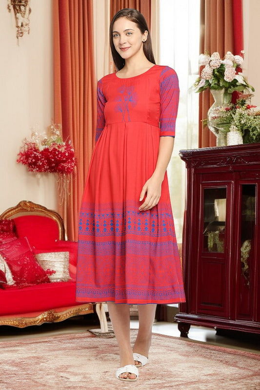 Rayon Maternity Flare Kurta For Pre & Post Pregnancy