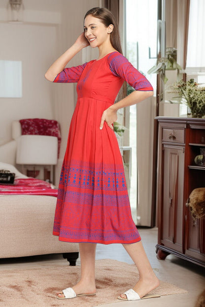 Rayon Maternity Flare Kurta For Pre & Post Pregnancy