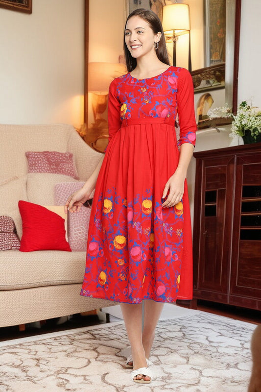 Rayon Maternity Flare Kurta For Pre & Post Pregnancy