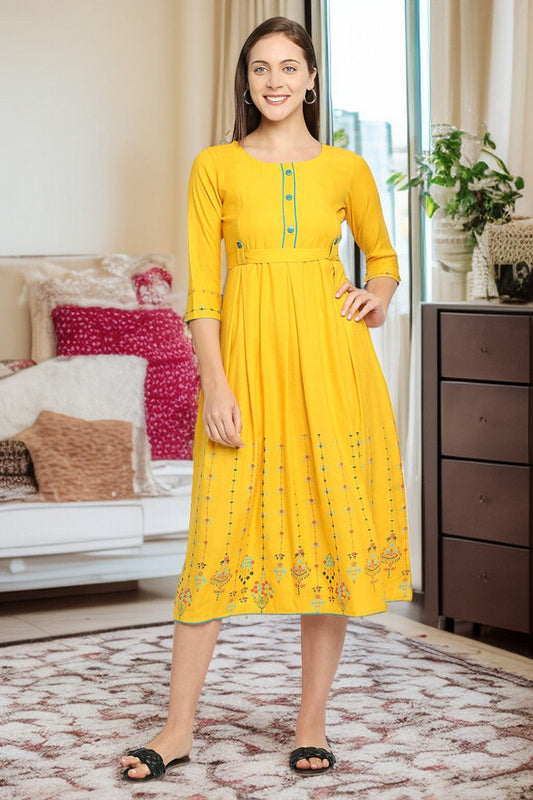 Rayon Maternity Flare Kurta For Pre & Post Pregnancy