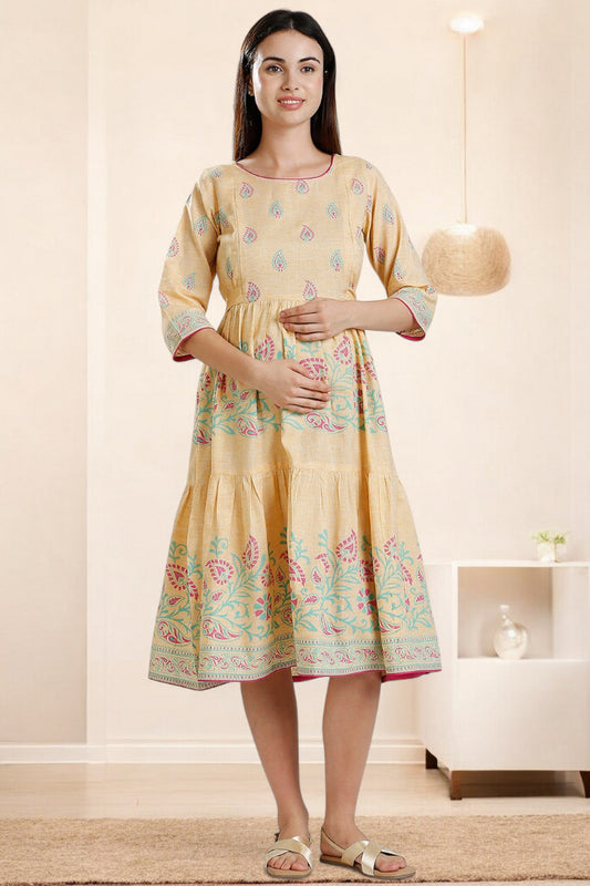 PolyCotton Printed Maternity Kurta – Designed for Pregnancy & Nursing