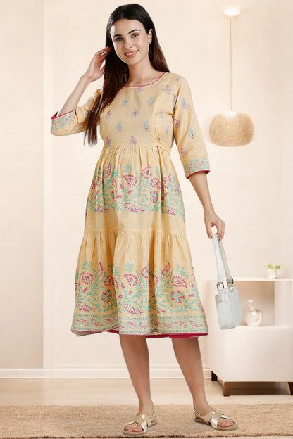 PolyCotton Printed Maternity Kurta – Designed for Pregnancy & Nursing