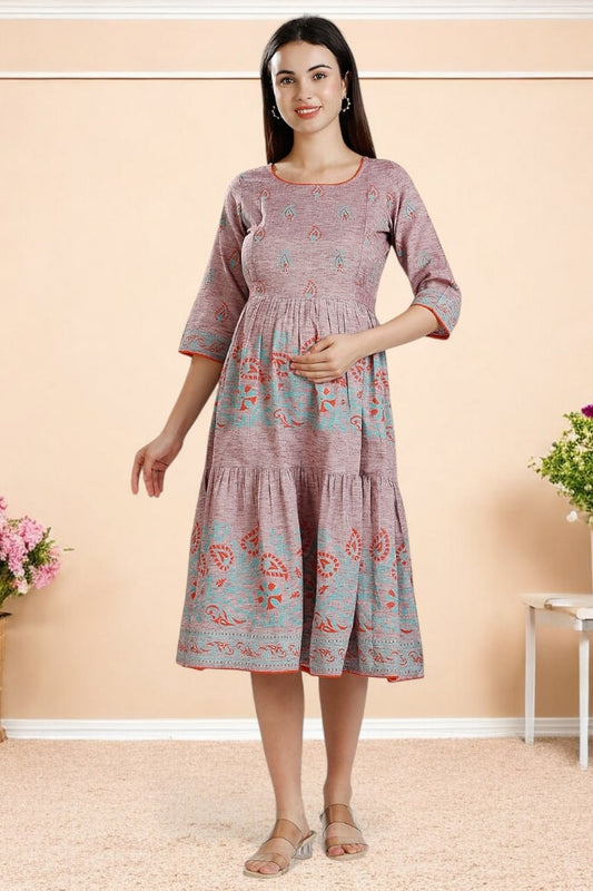 PolyCotton Printed Maternity Kurta – Designed for Pregnancy & Nursing