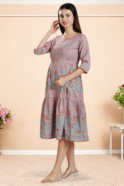 PolyCotton Printed Maternity Kurta – Designed for Pregnancy & Nursing