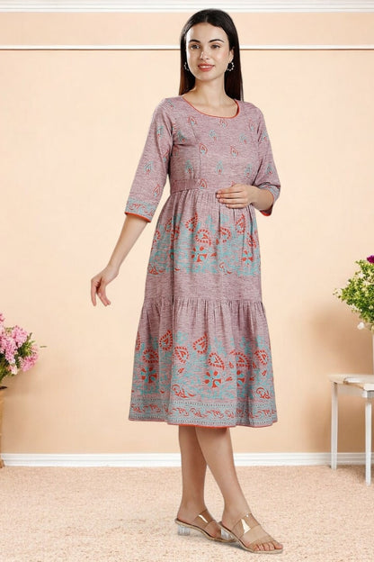 PolyCotton Printed Maternity Kurta – Designed for Pregnancy & Nursing