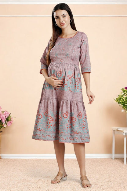 PolyCotton Printed Maternity Kurta – Designed for Pregnancy & Nursing