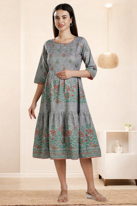 PolyCotton Printed Maternity Kurta – Designed for Pregnancy & Nursing