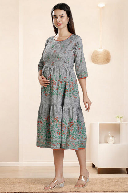 PolyCotton Printed Maternity Kurta – Designed for Pregnancy & Nursing