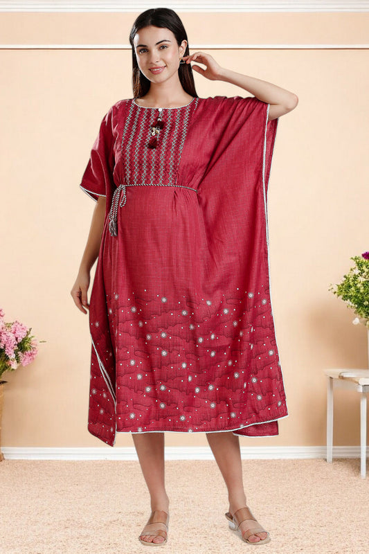 Rayon Printed Maternity Kaftan – Designed for Pregnancy & Nursing