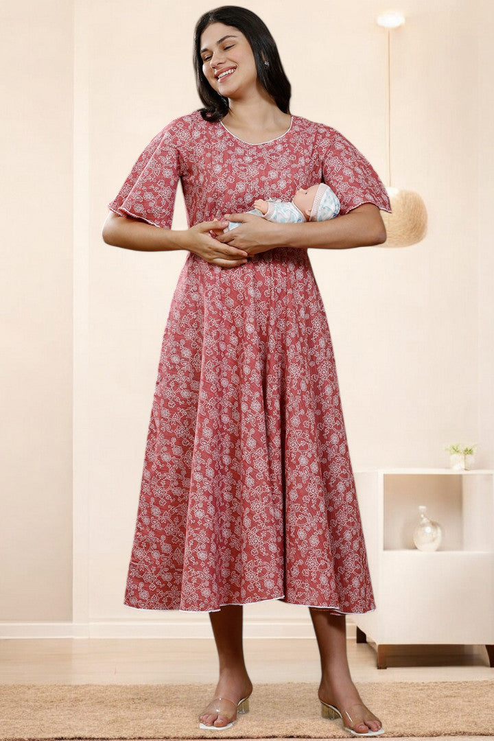 PolyCotton Printed Maternity Kurta – Designed for Pregnancy & Nursing (DS567)