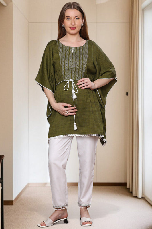 Embroidered Maternity Kaftan Pant – Designed for Pregnancy & Nursing