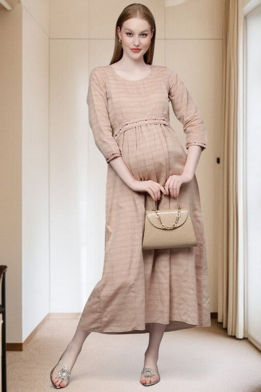 PolyCotton Embroidered Maternity Kurta – Designed for Pregnancy & Nursing