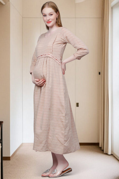 PolyCotton Embroidered Maternity Kurta – Designed for Pregnancy & Nursing