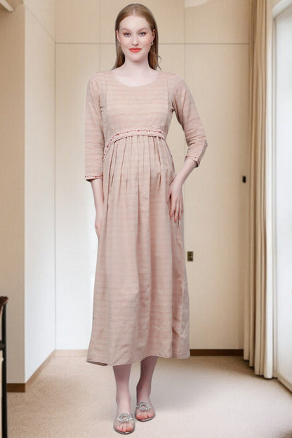 PolyCotton Embroidered Maternity Kurta – Designed for Pregnancy & Nursing