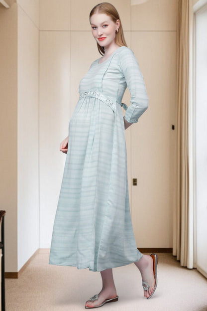 PolyCotton Embroidered Maternity Kurta – Designed for Pregnancy & Nursing