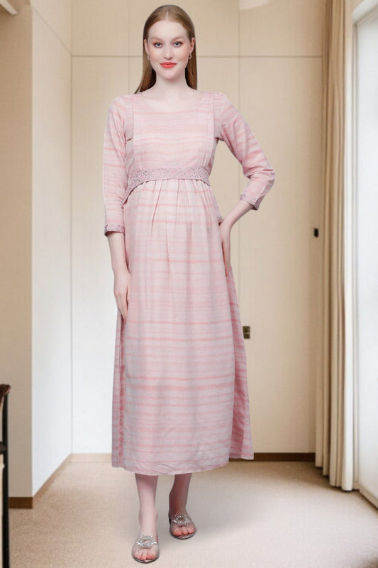 PolyCotton Embroidered Maternity Kurta – Designed for Pregnancy & Nursing