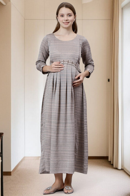 PolyCotton Embroidered Maternity Kurta – Designed for Pregnancy & Nursing