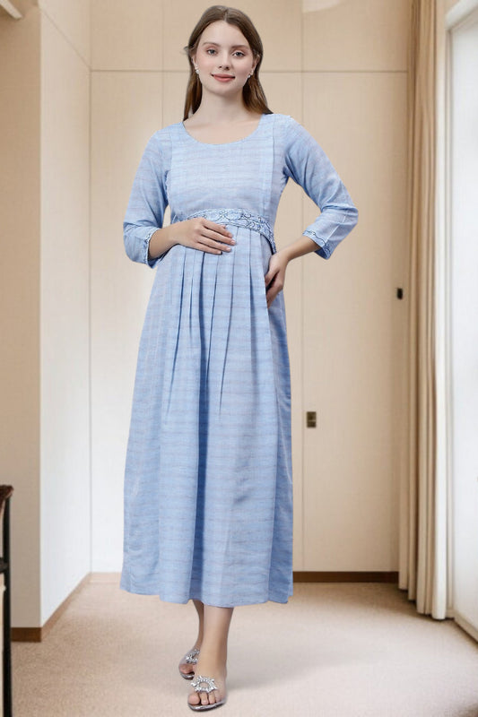 PolyCotton Embroidered Maternity Kurta – Designed for Pregnancy & Nursing