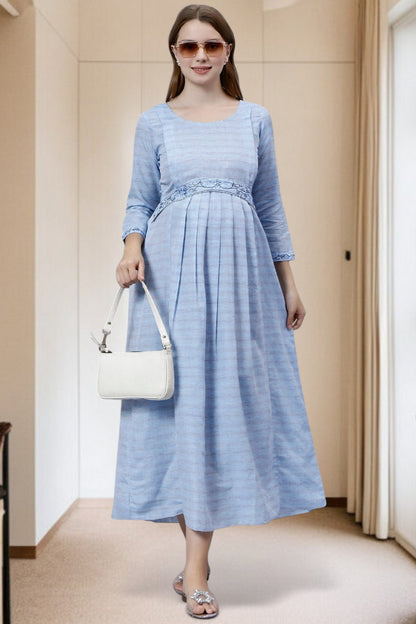 PolyCotton Embroidered Maternity Kurta – Designed for Pregnancy & Nursing