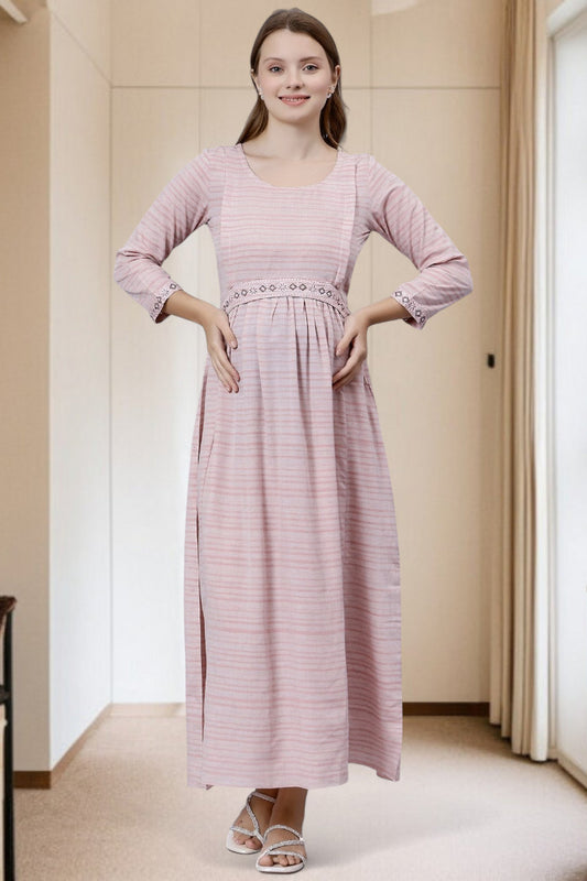 PolyCotton Embroidered Maternity Kurta – Designed for Pregnancy & Nursing
