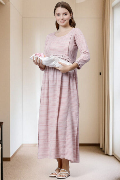 PolyCotton Embroidered Maternity Kurta – Designed for Pregnancy & Nursing