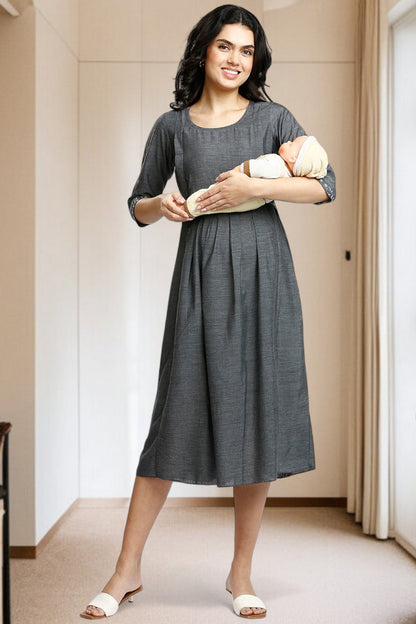 PolyCotton Embroidered Maternity Kurta – Designed for Pregnancy & Nursing