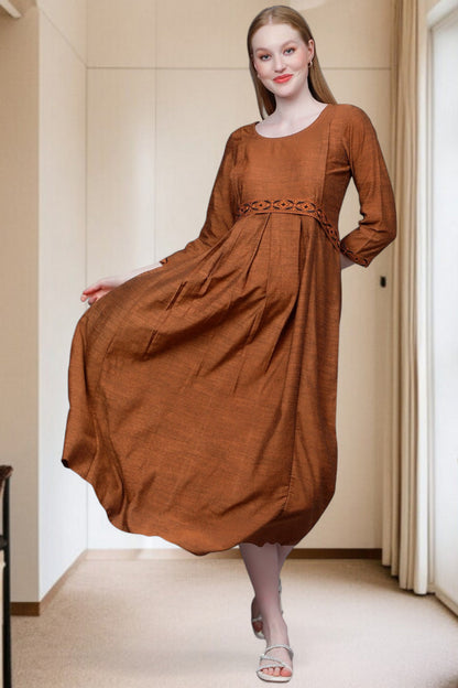 PolyCotton Embroidered Maternity Kurta – Designed for Pregnancy & Nursing