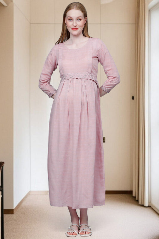 PolyCotton Embroidered Maternity Kurta – Designed for Pregnancy & Nursing