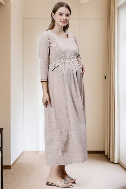 PolyCotton Embroidered Maternity Kurta – Designed for Pregnancy & Nursing