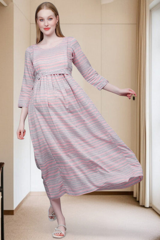 PolyCotton Embroidered Maternity Kurta – Designed for Pregnancy & Nursing