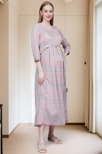 PolyCotton Embroidered Maternity Kurta – Designed for Pregnancy & Nursing