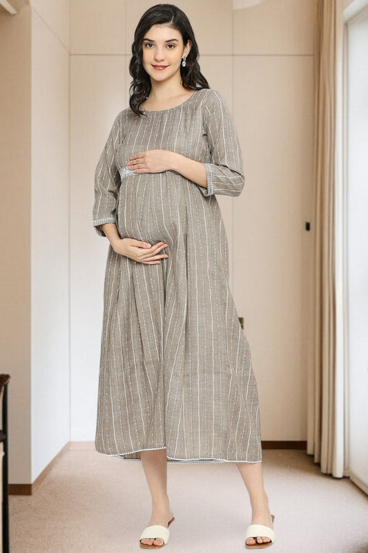 PolyCotton Embroidered Maternity Kurta – Designed for Pregnancy & Nursing