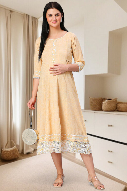 PolyCotton Anarkali Maternity Kurta – Designed for Pregnancy & Nursing