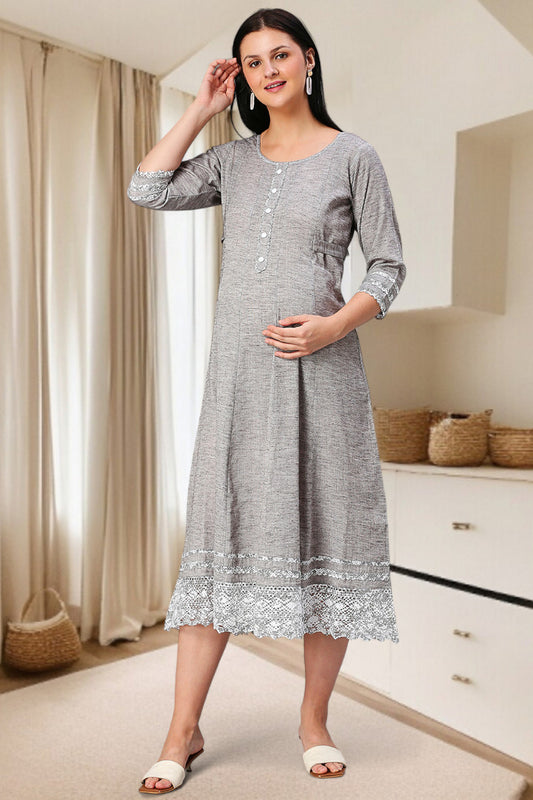 PolyCotton Anarkali Maternity Kurta – Designed for Pregnancy & Nursing