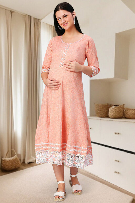 PolyCotton Anarkali Maternity Kurta – Designed for Pregnancy & Nursing