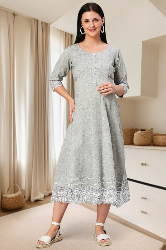 PolyCotton Anarkali Maternity Kurta – Designed for Pregnancy & Nursing