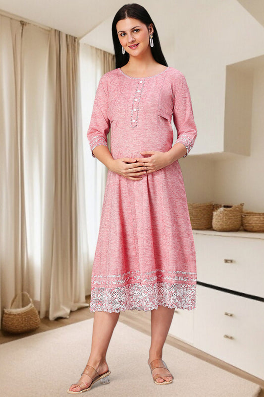 PolyCotton Anarkali Maternity Kurta – Designed for Pregnancy & Nursing