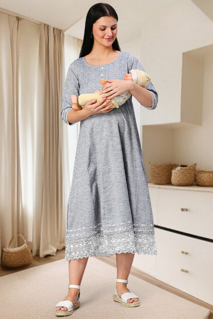 PolyCotton Anarkali Maternity Kurta – Designed for Pregnancy & Nursing