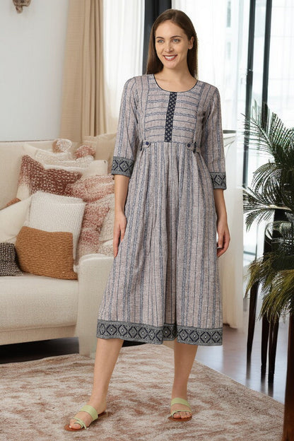 PolyCotton Maternity Flare Kurta For Pre & Post Pregnancy