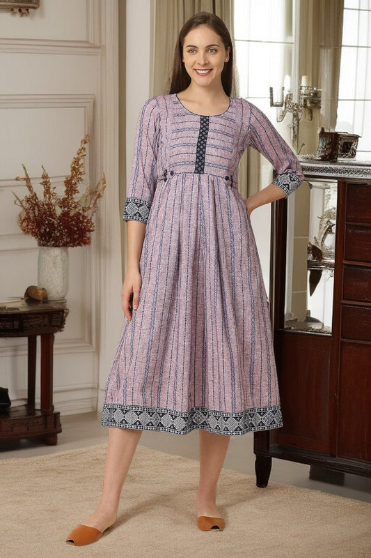 PolyCotton Maternity Flare Kurta For Pre & Post Pregnancy
