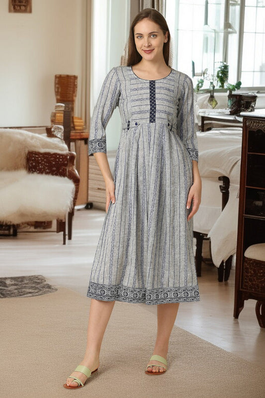 PolyCotton Maternity Flare Kurta For Pre & Post Pregnancy